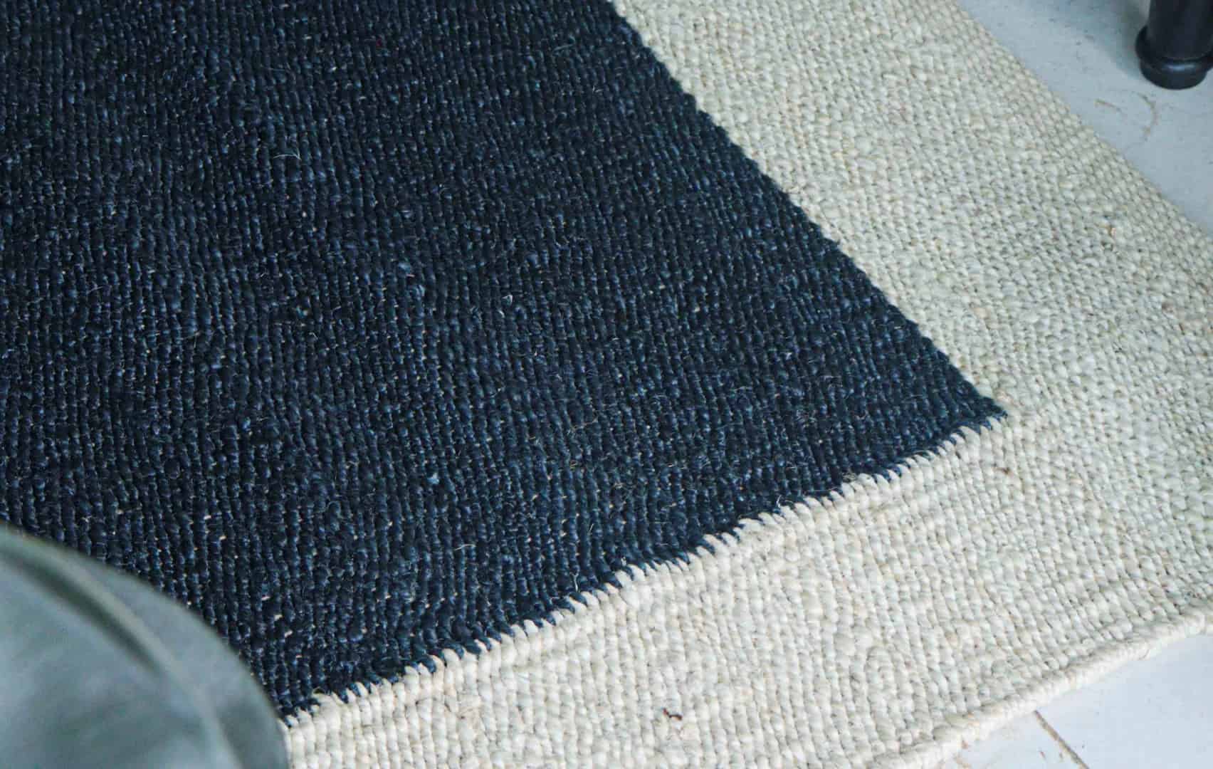 Hand Woven Blue with Off White Border Stair Jute Hemp Rug for Living Room - Image 7