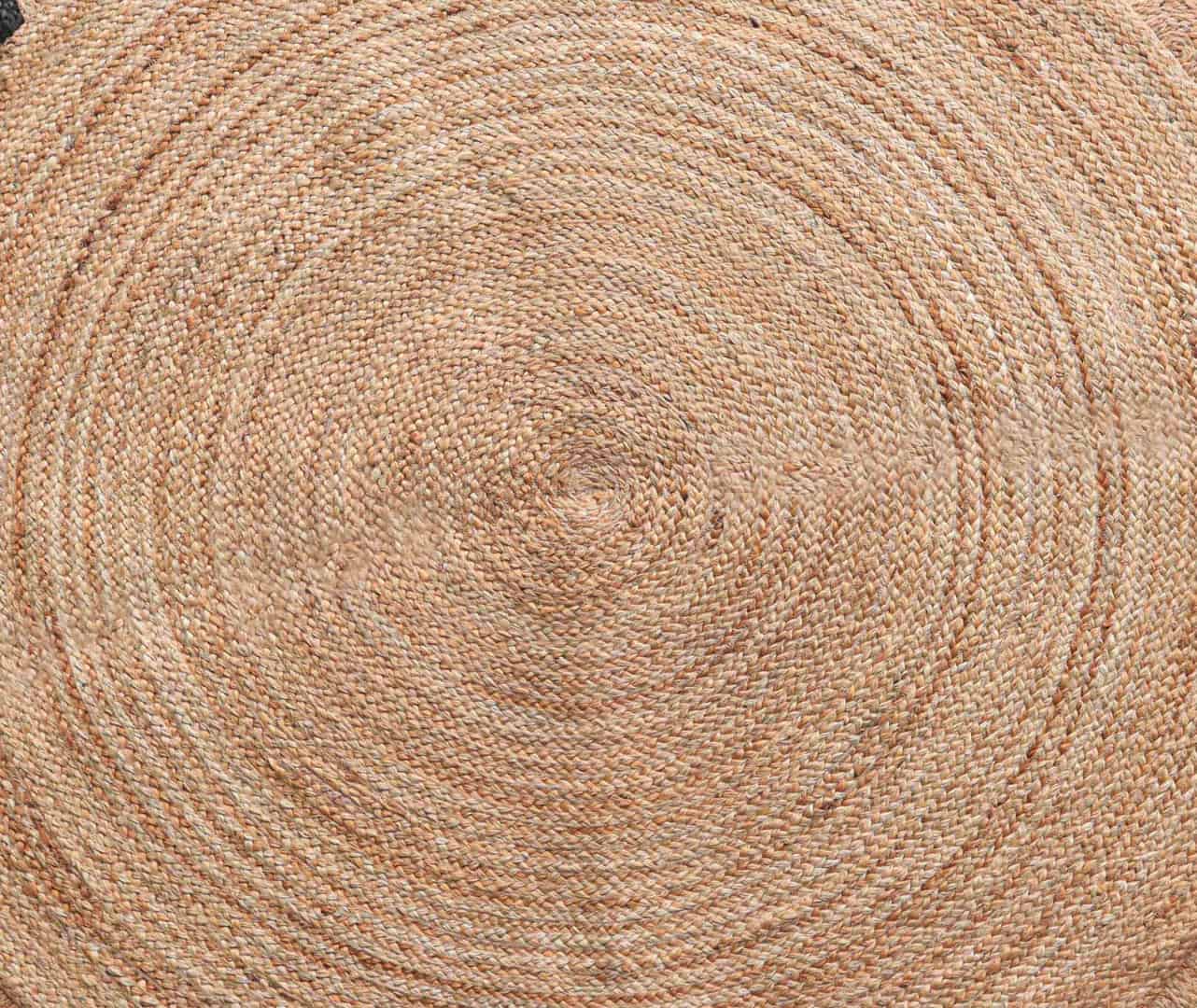 Handmade Braided Natural Jute Round Rug with Custom Color Scalloped Border - Image 3
