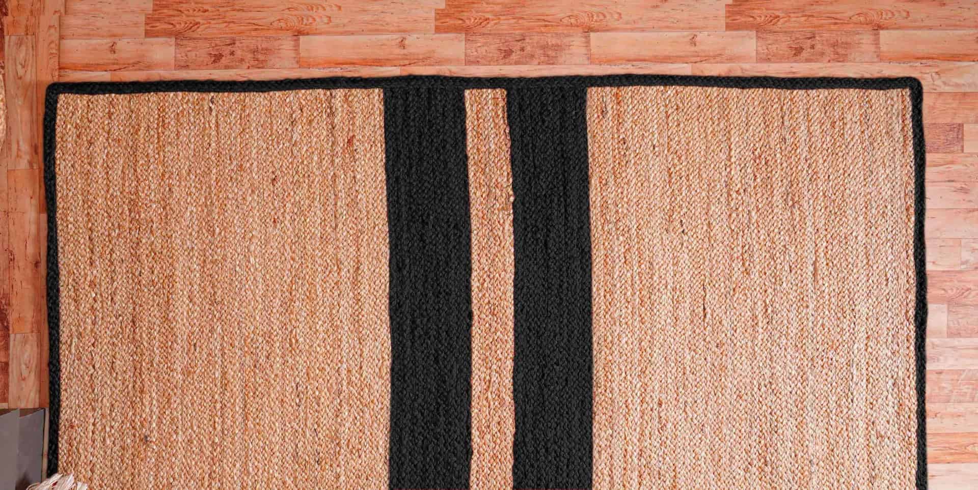 Natural Jute Braided Handmade Large Area Rug with Customize Color Stripes - Image 3