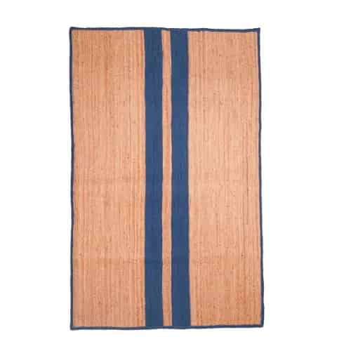 Large Area Handmade Natural Jute Braided Rectangle Rug with Customize Color Stripes - Image 1