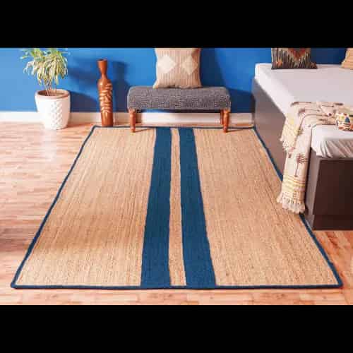 Large Area Handmade Natural Jute Braided Rectangle Rug with Customize Color Stripes - Image 3