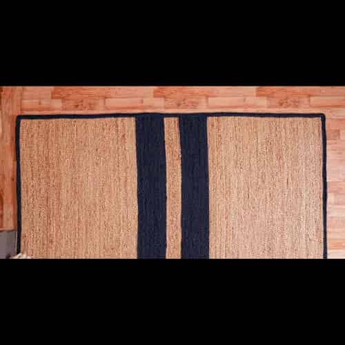 Eco-Friendly Rectangle Natural Jute Braided Rug with Customize Color Stripes  - Image 3