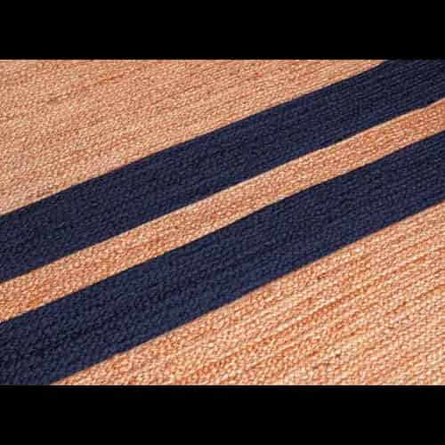 Eco-Friendly Rectangle Natural Jute Braided Rug with Customize Color Stripes  - Image 4