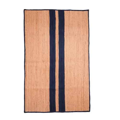 Eco-Friendly Rectangle Natural Jute Braided Rug with Customize Color Stripes  - Image 1