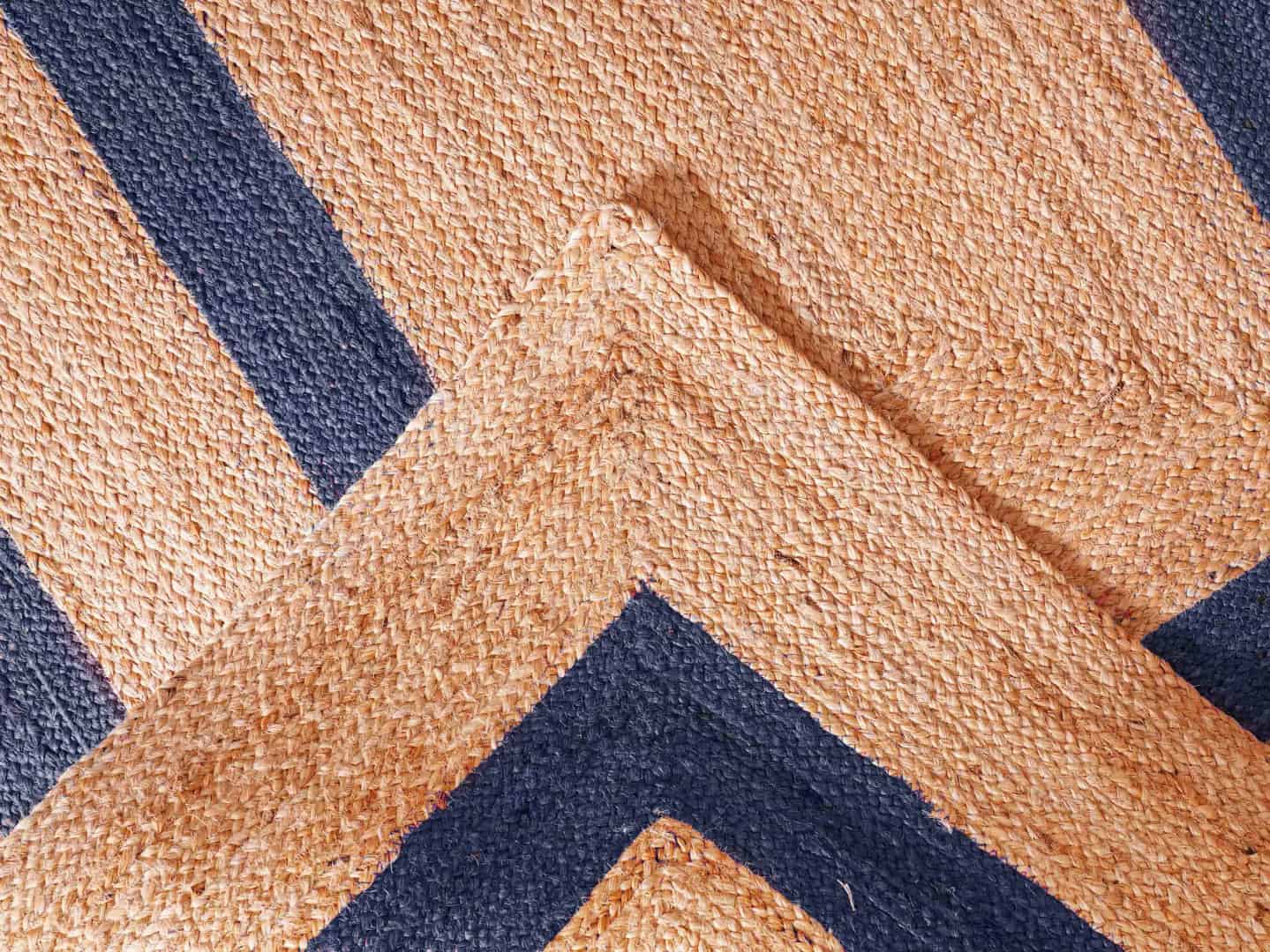 Large Area Hand Braided Bohemian Natural Jute Rectangle Rug with Multicolor Border - Image 5