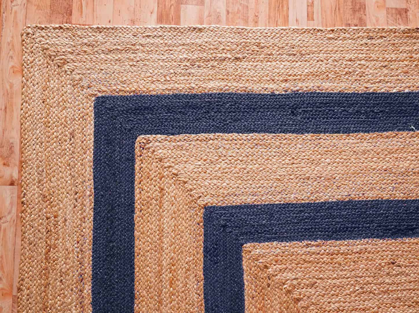 Large Area Hand Braided Bohemian Natural Jute Rectangle Rug with Multicolor Border - Image 3