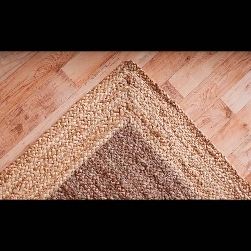 Hand Braided Rectangle Jute Rug Dark Grey Color With Beige Border  - Image 6