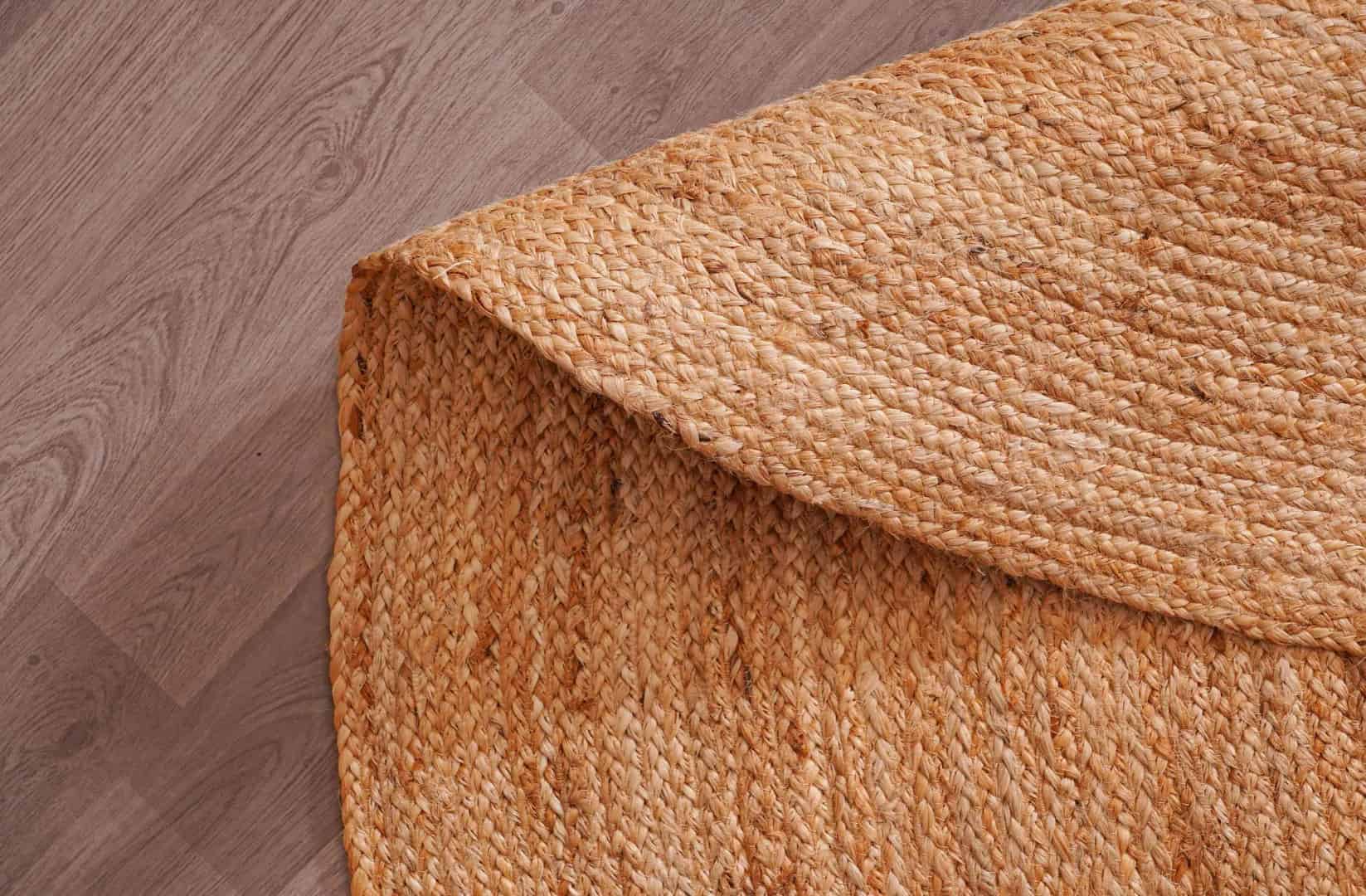 Home Decor Bohemian Handmade Braided Beige and White Jute Area Round Rug - Image 6