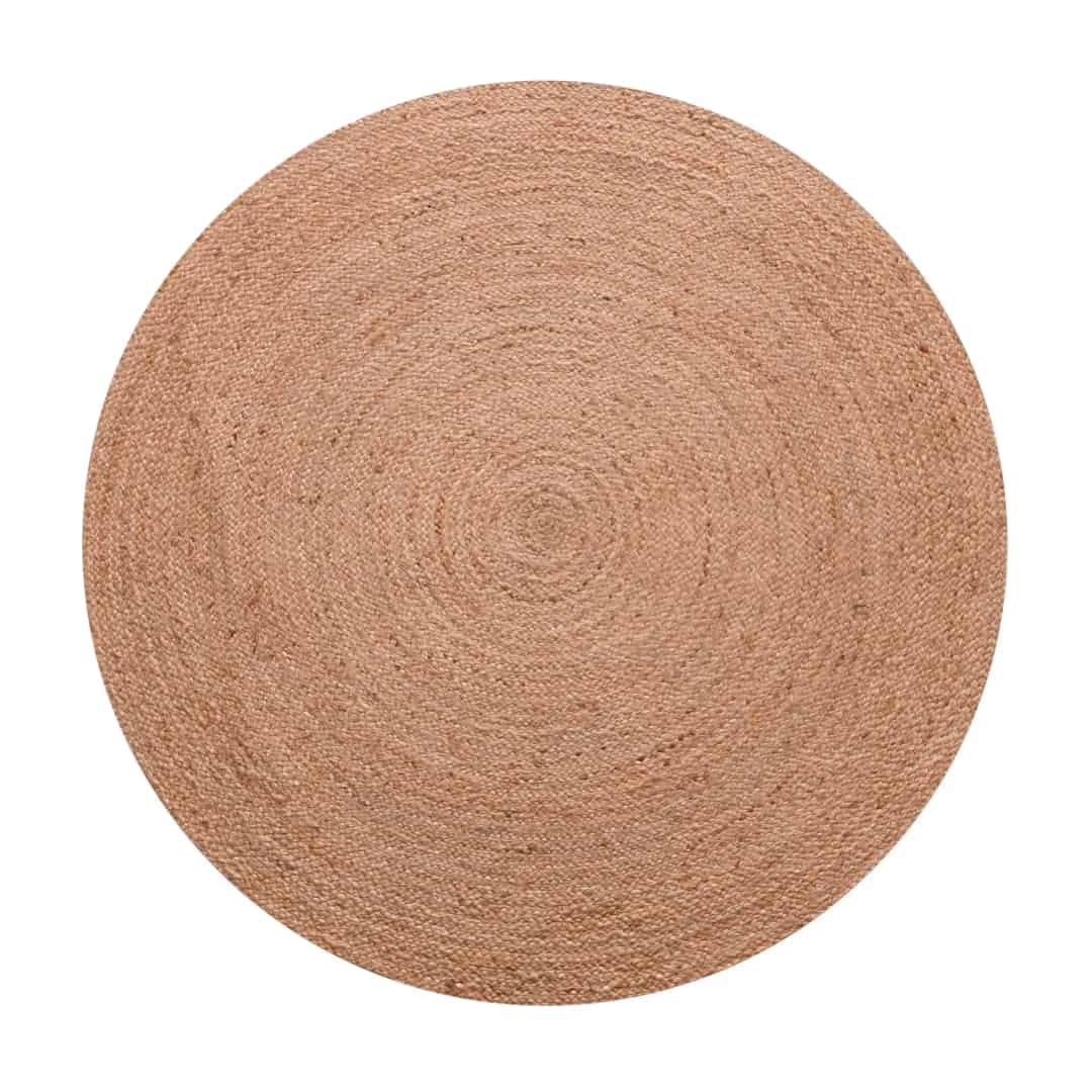 Home Decor Bohemian Handmade Braided Beige and White Jute Area Round Rug - Image 1