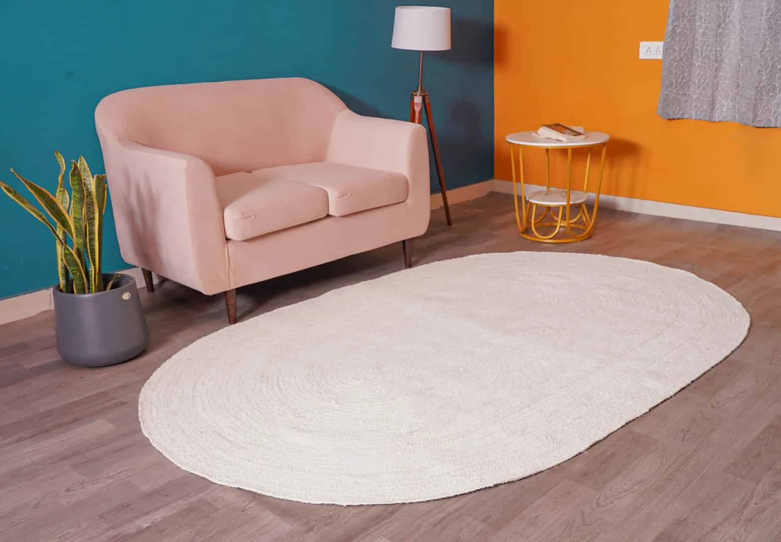 Handmade Braided Bohemian Custom Color Large Area Oval Jute Rug - Image 2