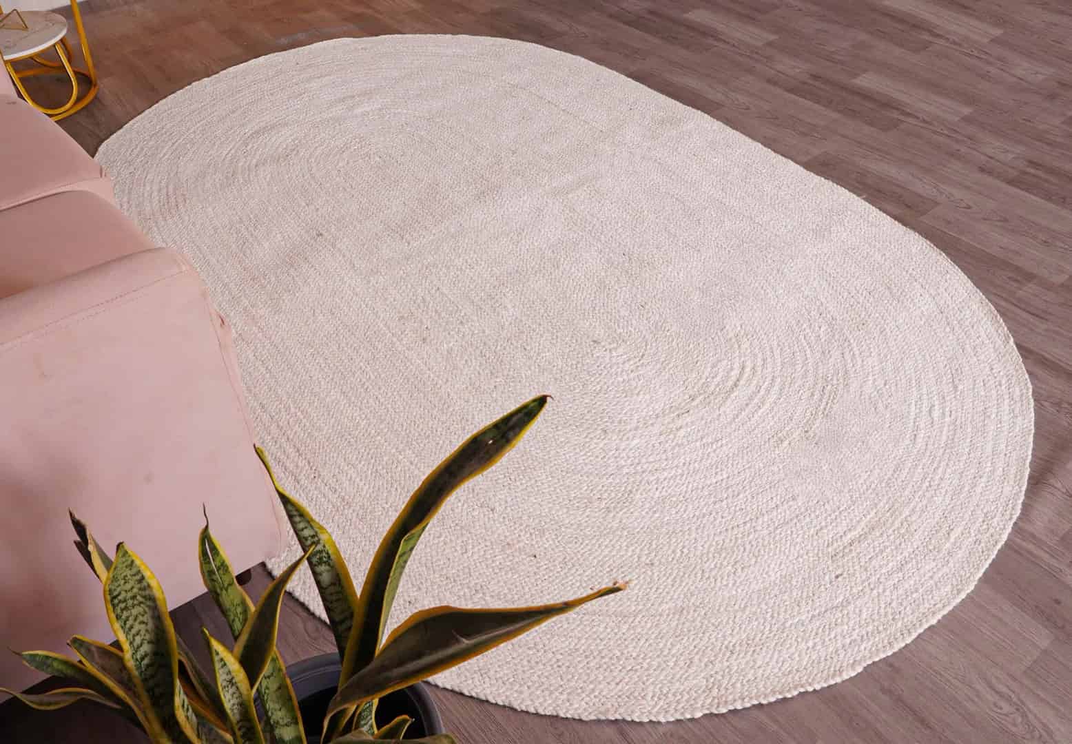 Handmade Braided Bohemian Custom Color Large Area Oval Jute Rug - Image 4