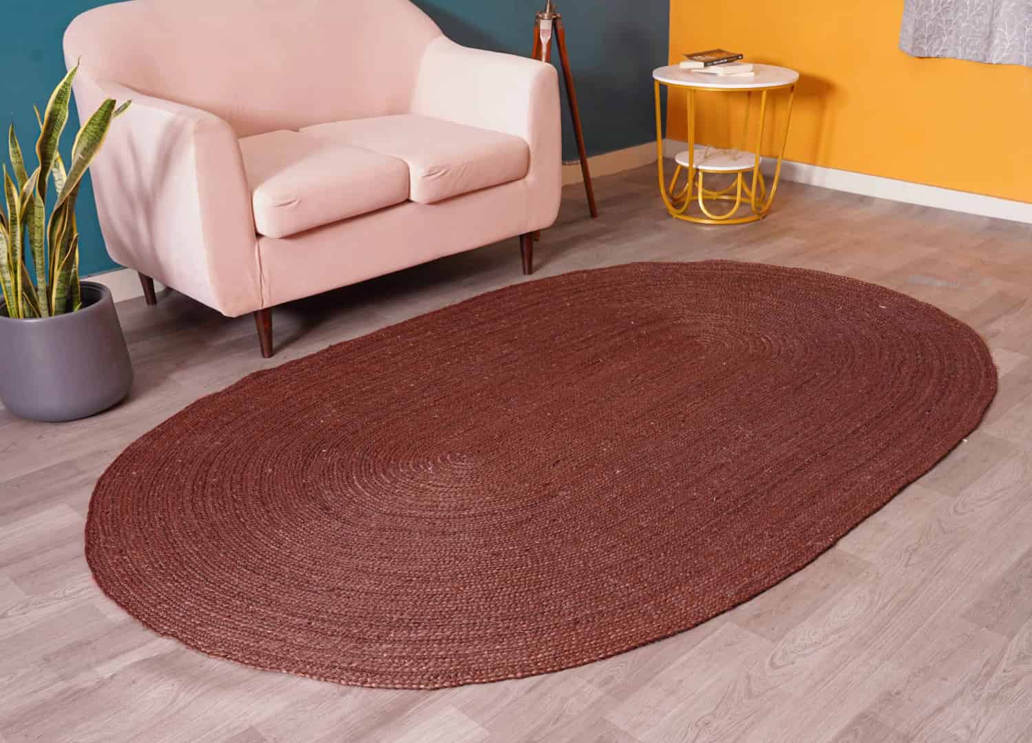 Handmade Braided Bohemian Custom Color Large Area Oval Jute Rug - Image 12