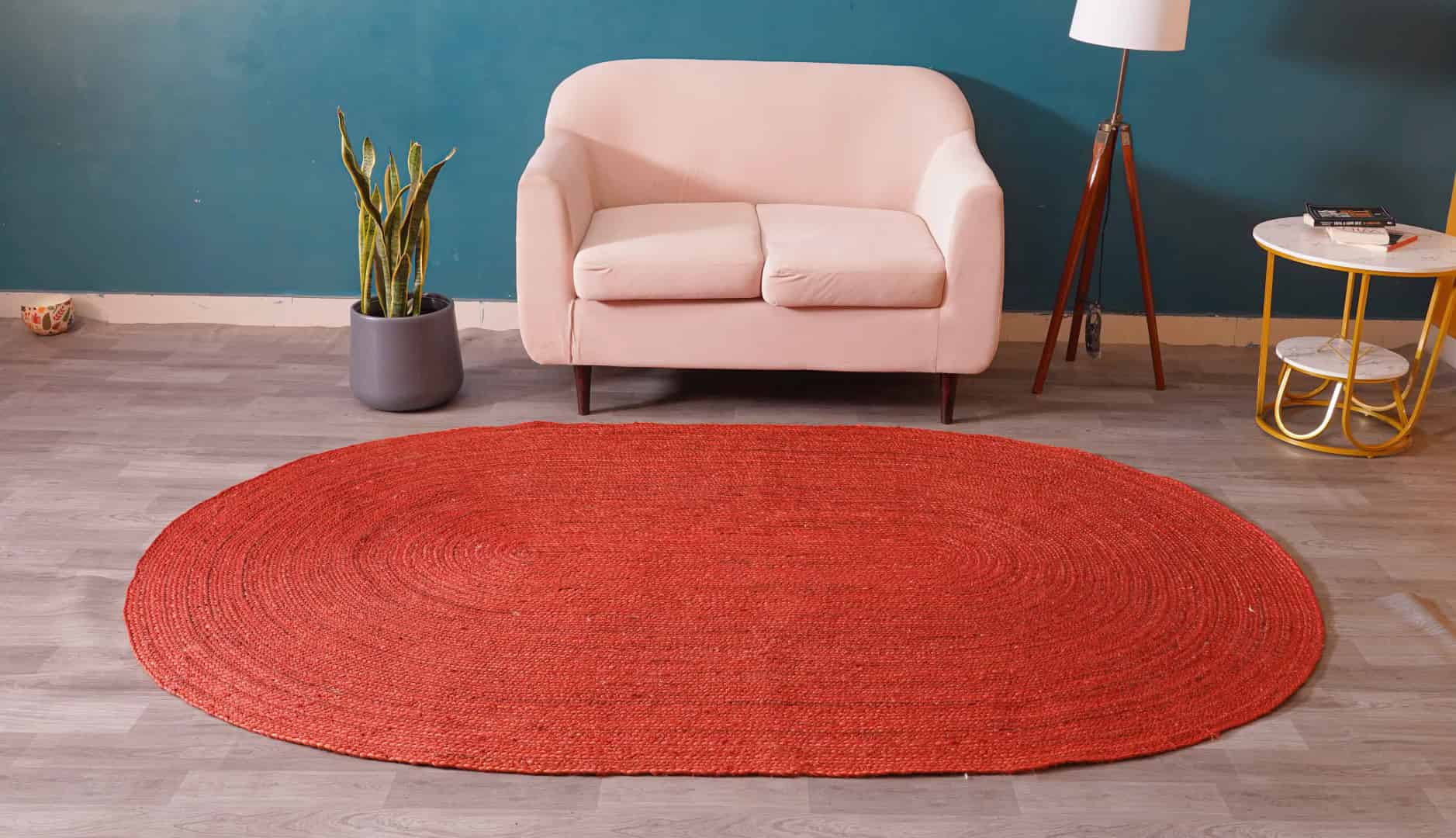 Indian Traditional Design Vintage Area Custom Color Bohemian Jute Oval Rug - Image 3