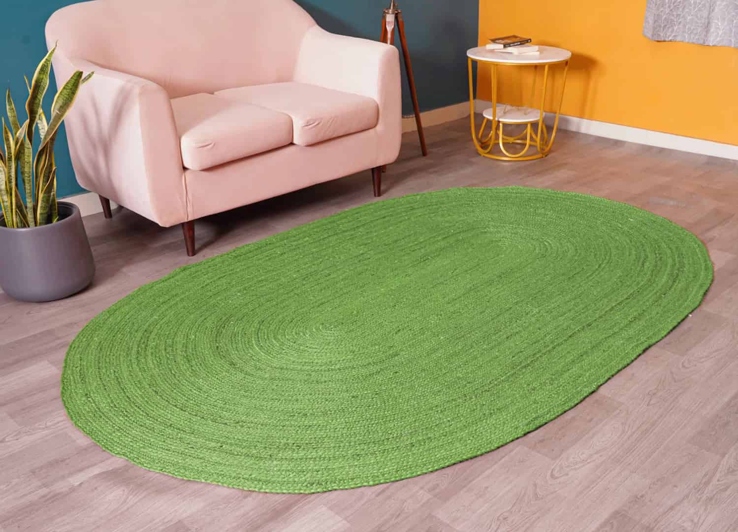 Indian Traditional Design Vintage Area Custom Color Bohemian Jute Oval Rug - Image 11