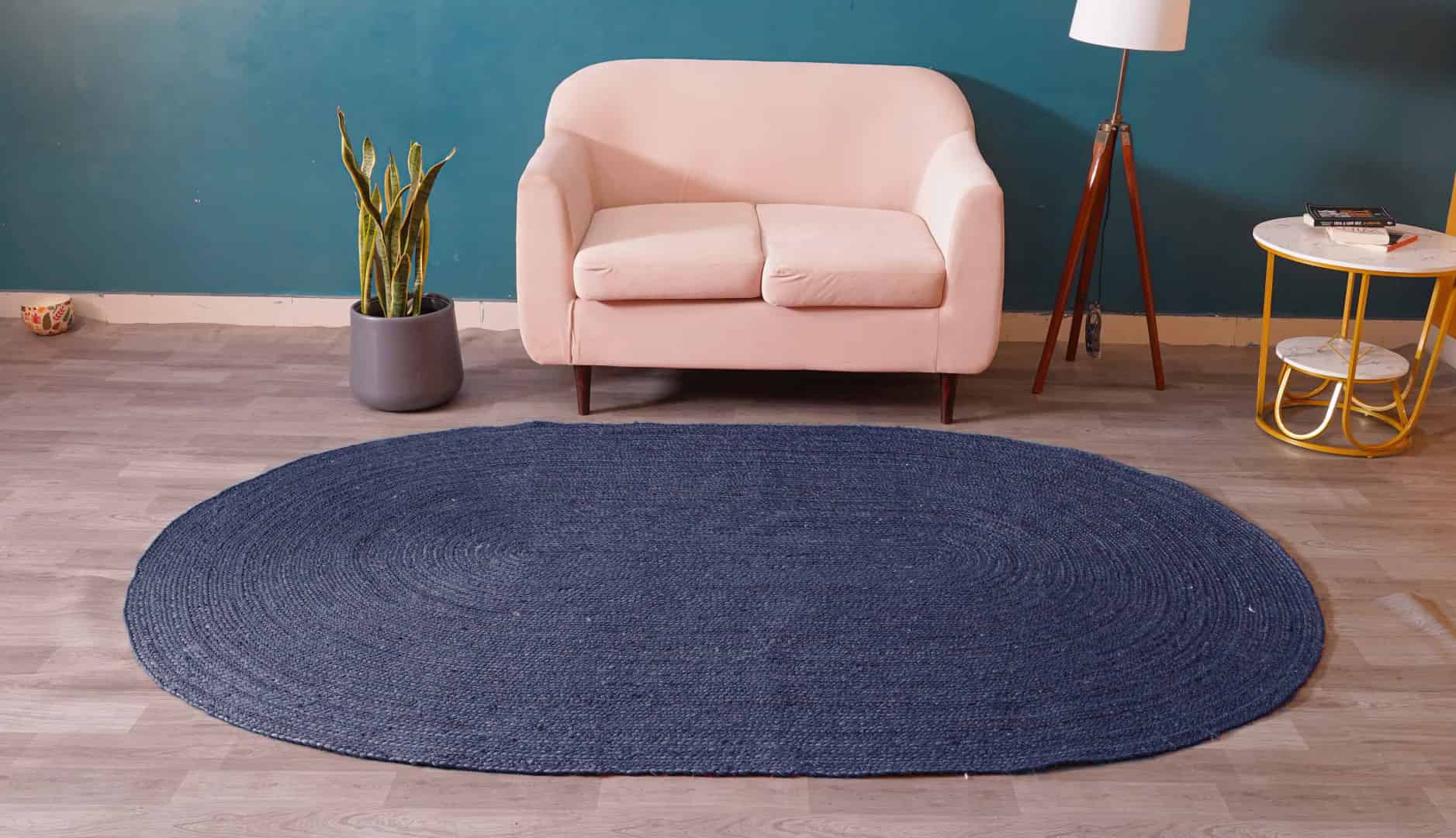 Eco Friendly Home Decor Bohemian Handmade Braided Custom Color Oval Jute Rug - Image 2