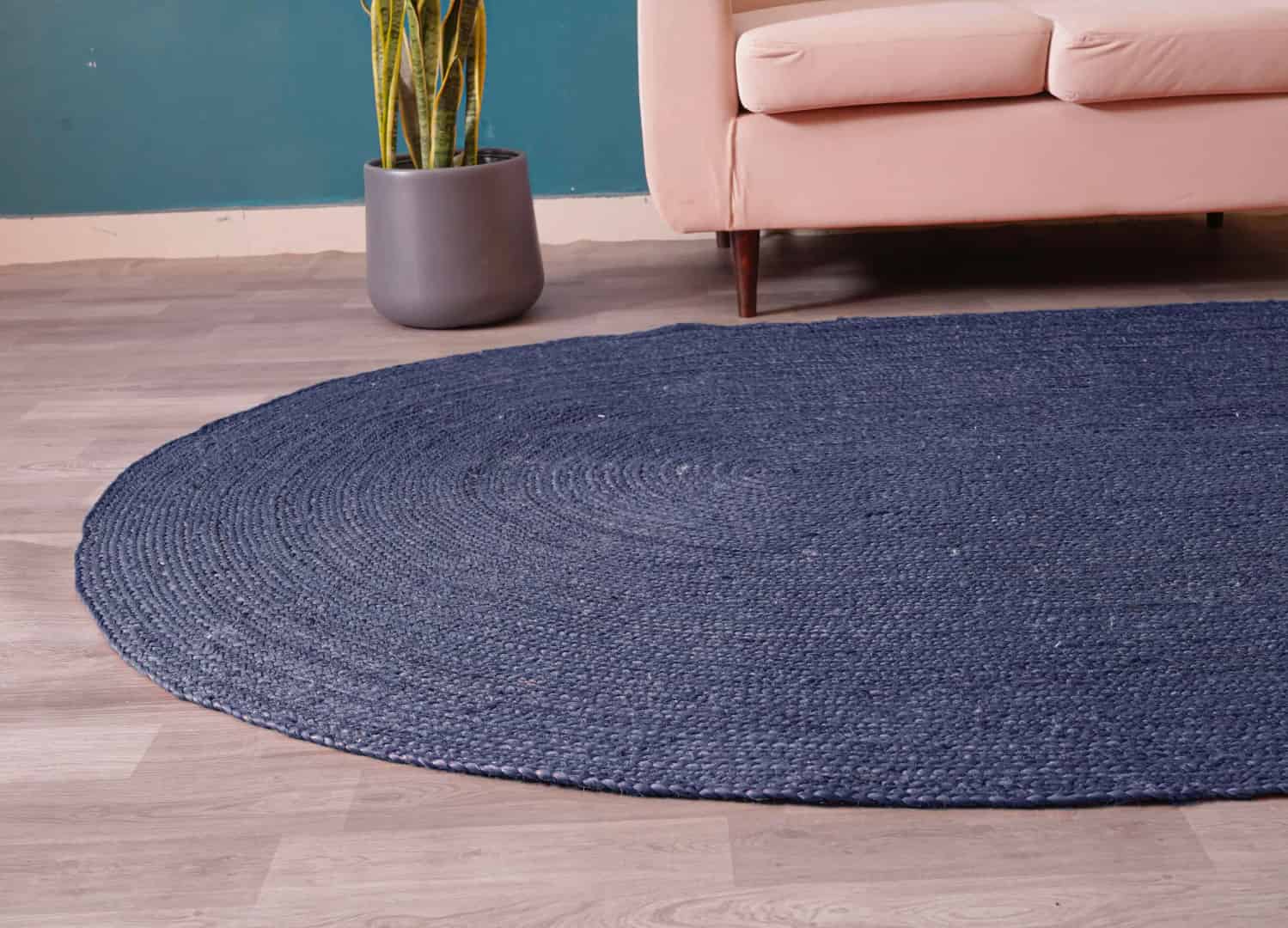 Eco Friendly Home Decor Bohemian Handmade Braided Custom Color Oval Jute Rug - Image 4