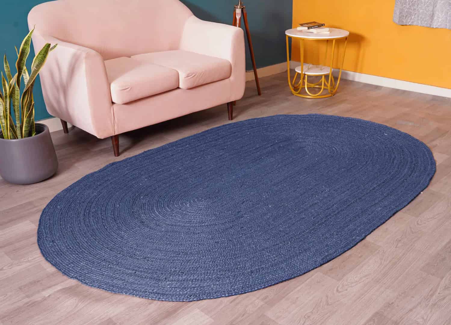 Eco Friendly Home Decor Bohemian Handmade Braided Custom Color Oval Jute Rug - Image 10
