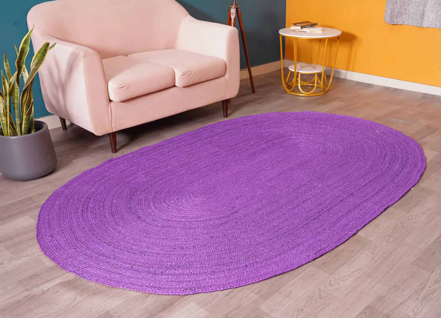 Eco Friendly Home Decor Bohemian Handmade Braided Custom Color Oval Jute Rug - Image 11