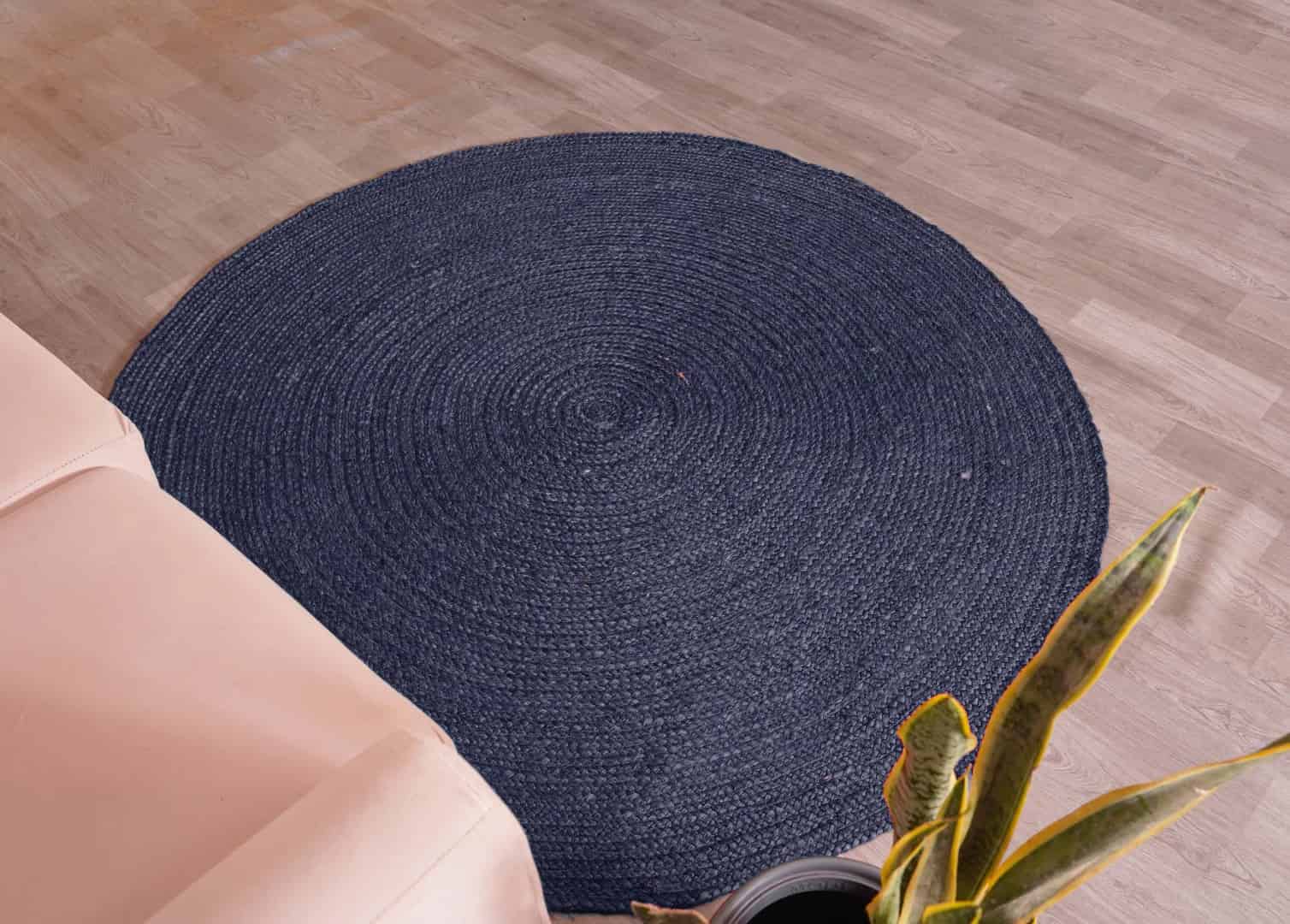 Hand Braided Eco Friendly Bohemian Custom Color Jute Round Rug - Image 3