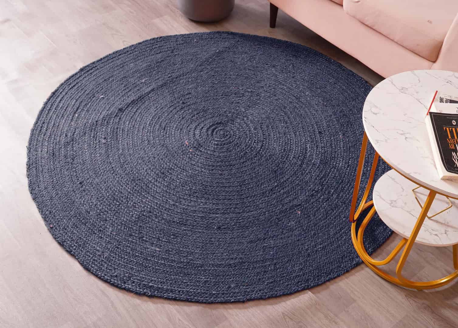 Hand Braided Eco Friendly Bohemian Custom Color Jute Round Rug - Image 4