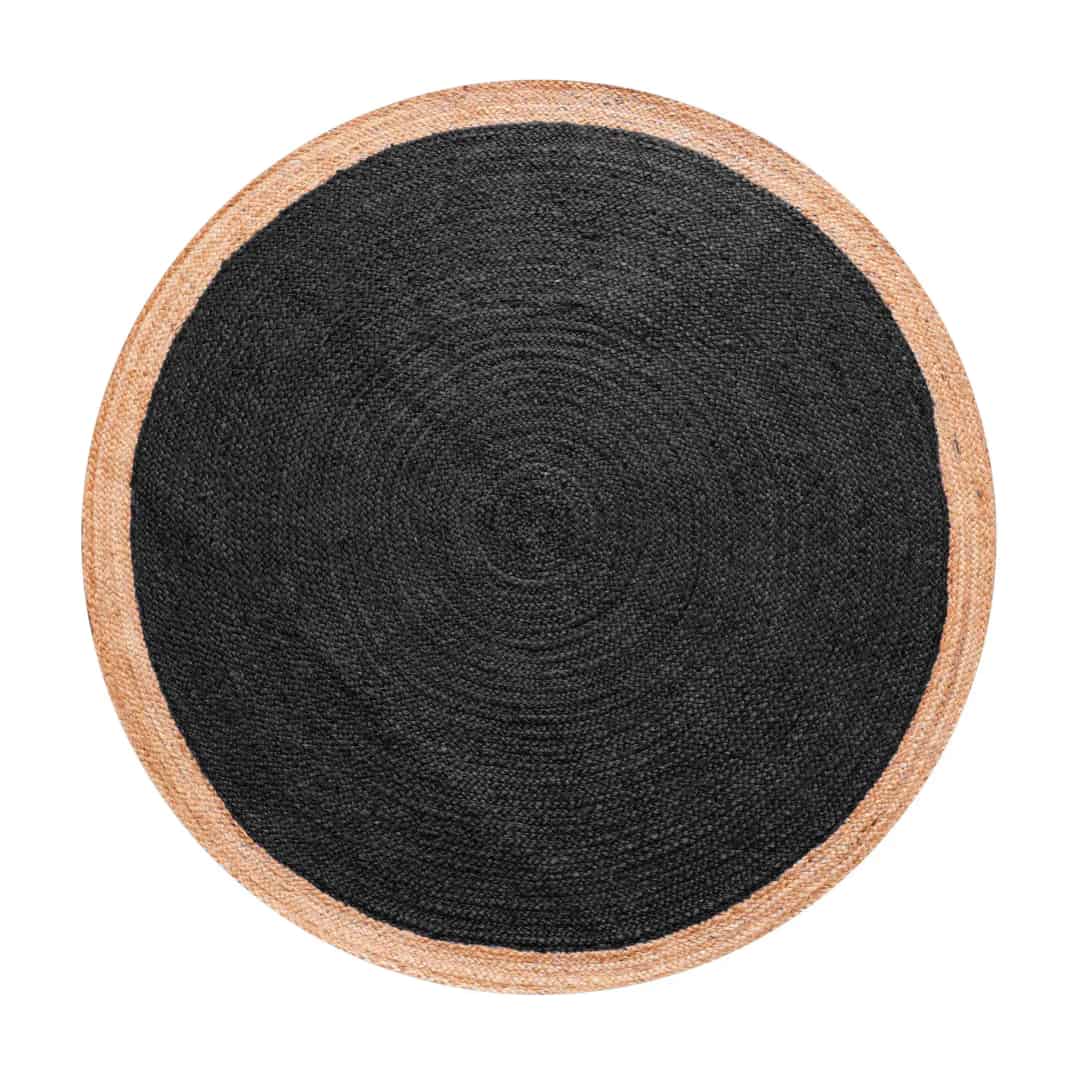 Porch Area Decor Hand Braided Custom Color Jute Round Rug with Beige Border - Image 1