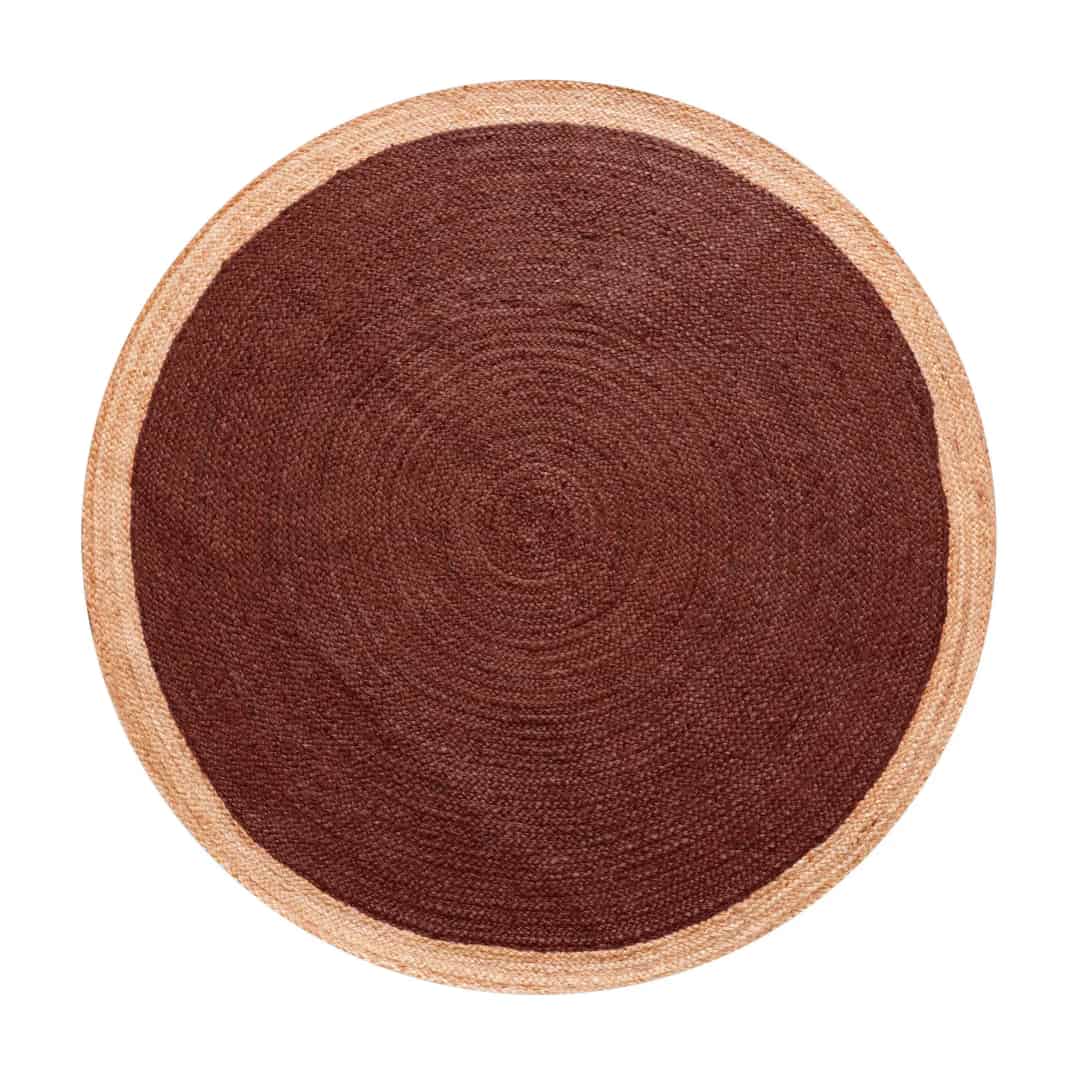 Porch Area Decor Hand Braided Custom Color Jute Round Rug with Beige Border - Image 9