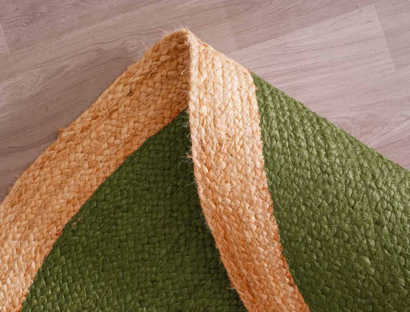 Hand Braided Custom Color Bohemian Jute Round Rug with Beige Border - Image 5