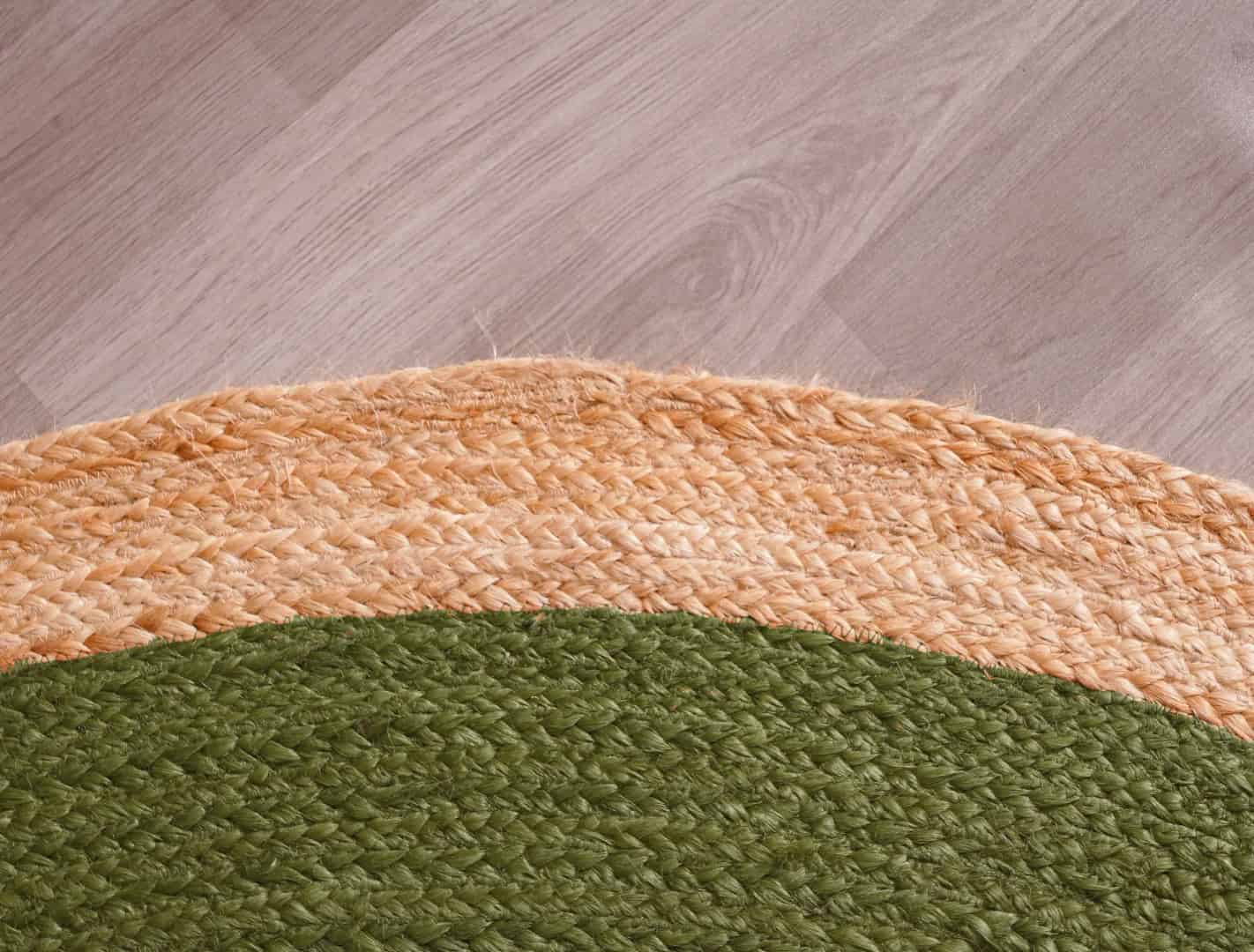 Hand Braided Custom Color Bohemian Jute Round Rug with Beige Border - Image 7