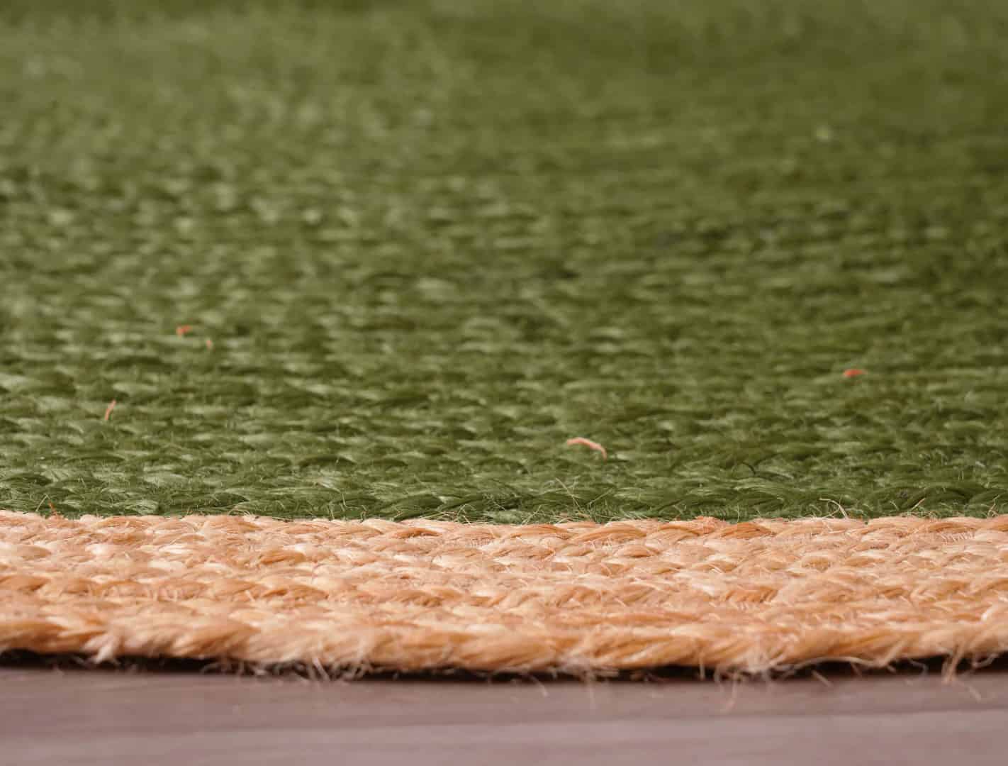 Hand Braided Custom Color Bohemian Jute Round Rug with Beige Border - Image 8