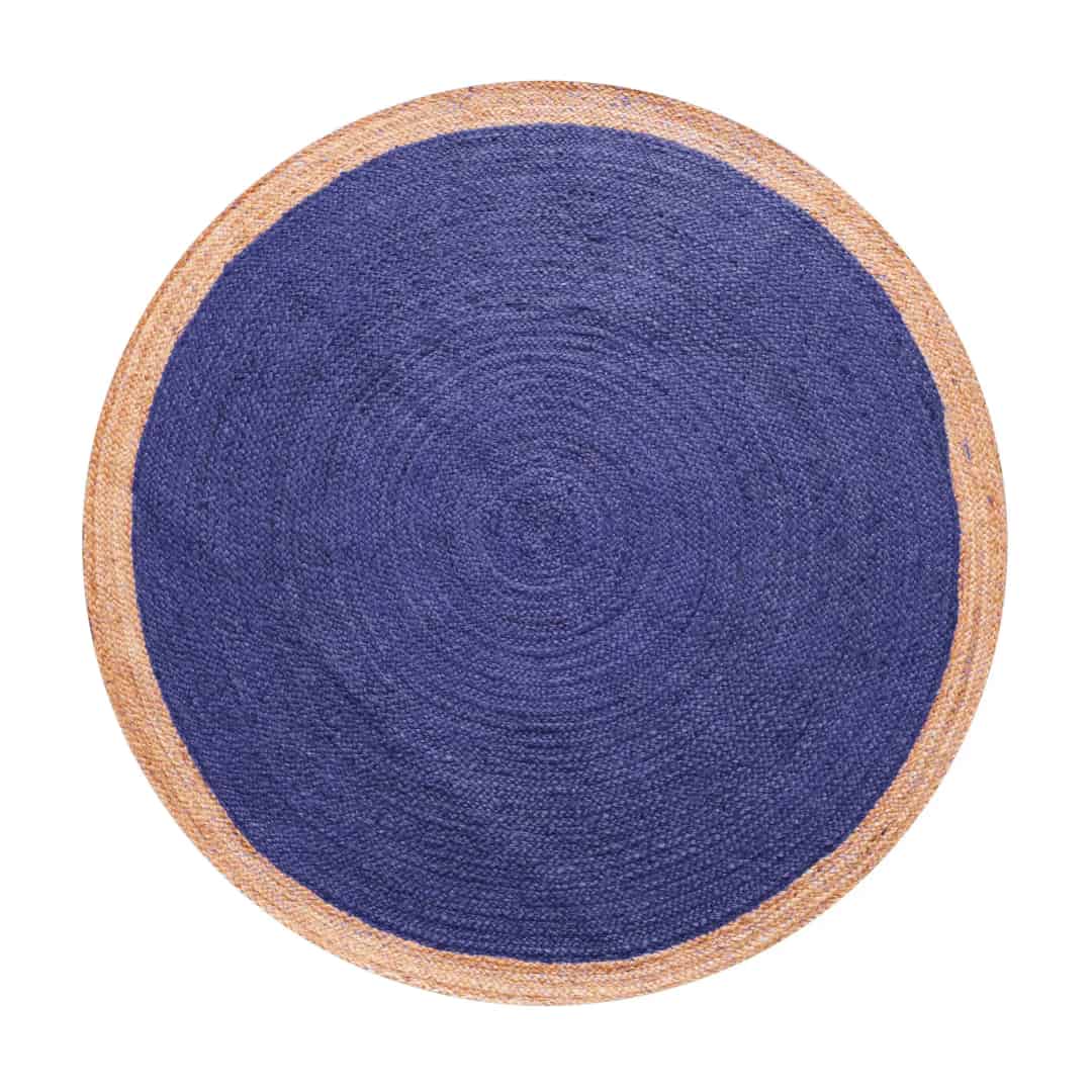 Hand Braided Custom Color Bohemian Jute Round Rug with Beige Border - Image 9