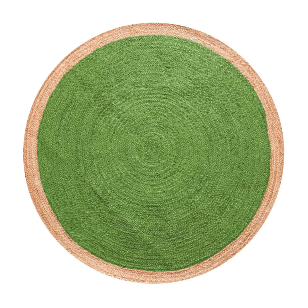 Hand Braided Custom Color Bohemian Jute Round Rug with Beige Border - Image 10