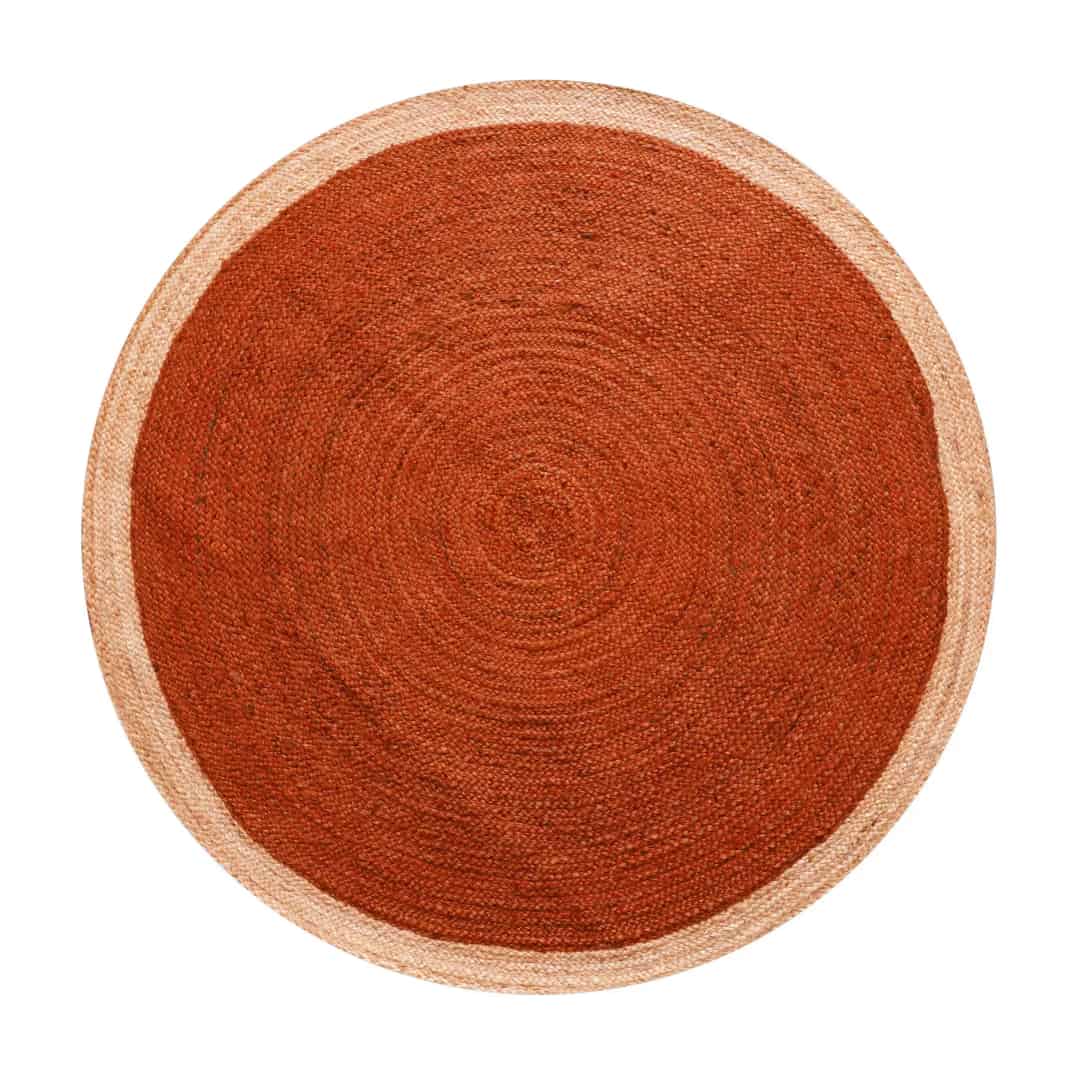 Hand Braided Custom Color Bohemian Jute Round Rug with Beige Border - Image 11