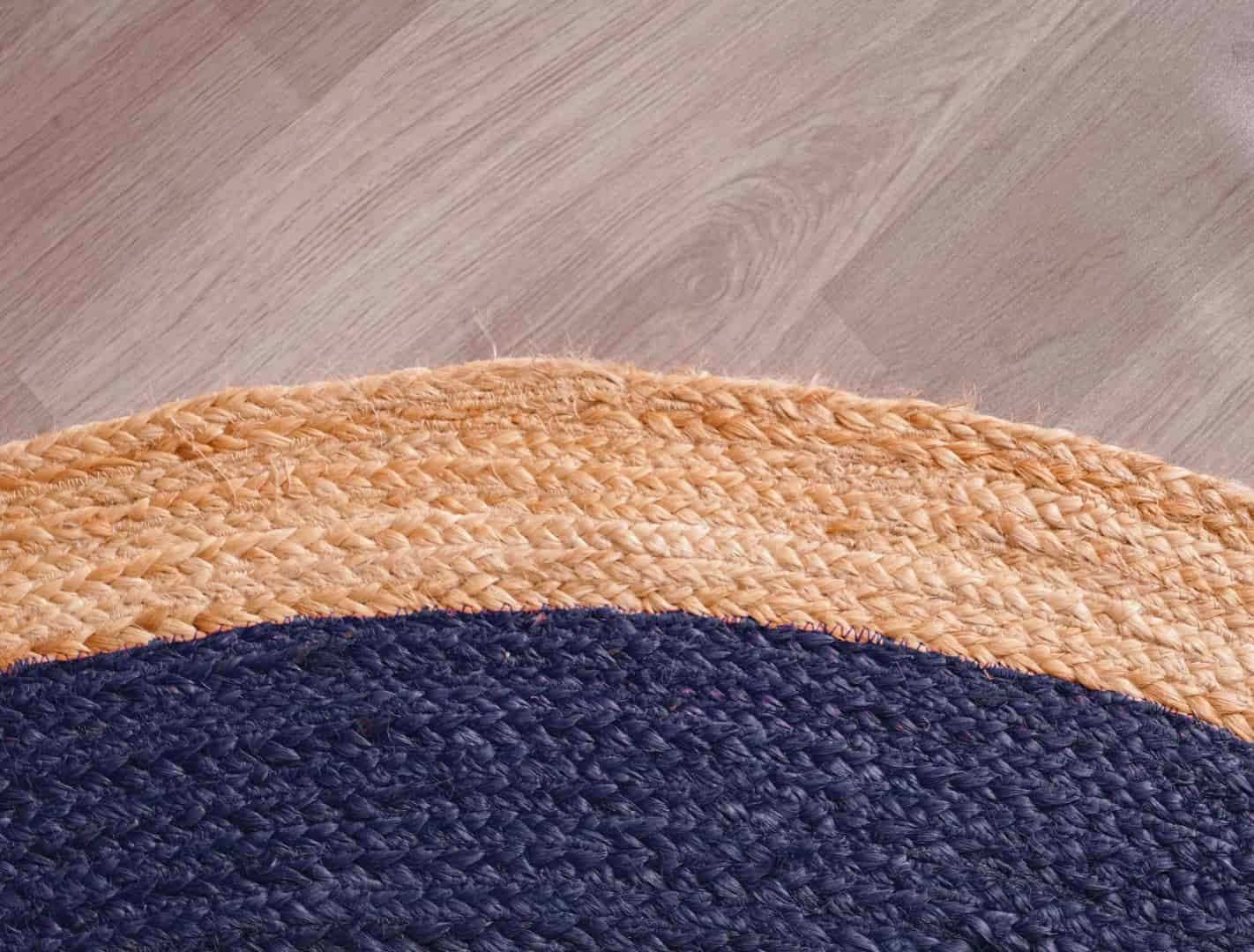 Decorative Handmade Bohemian Custom Color Jute Area Round Rug with Beige Border - Image 7