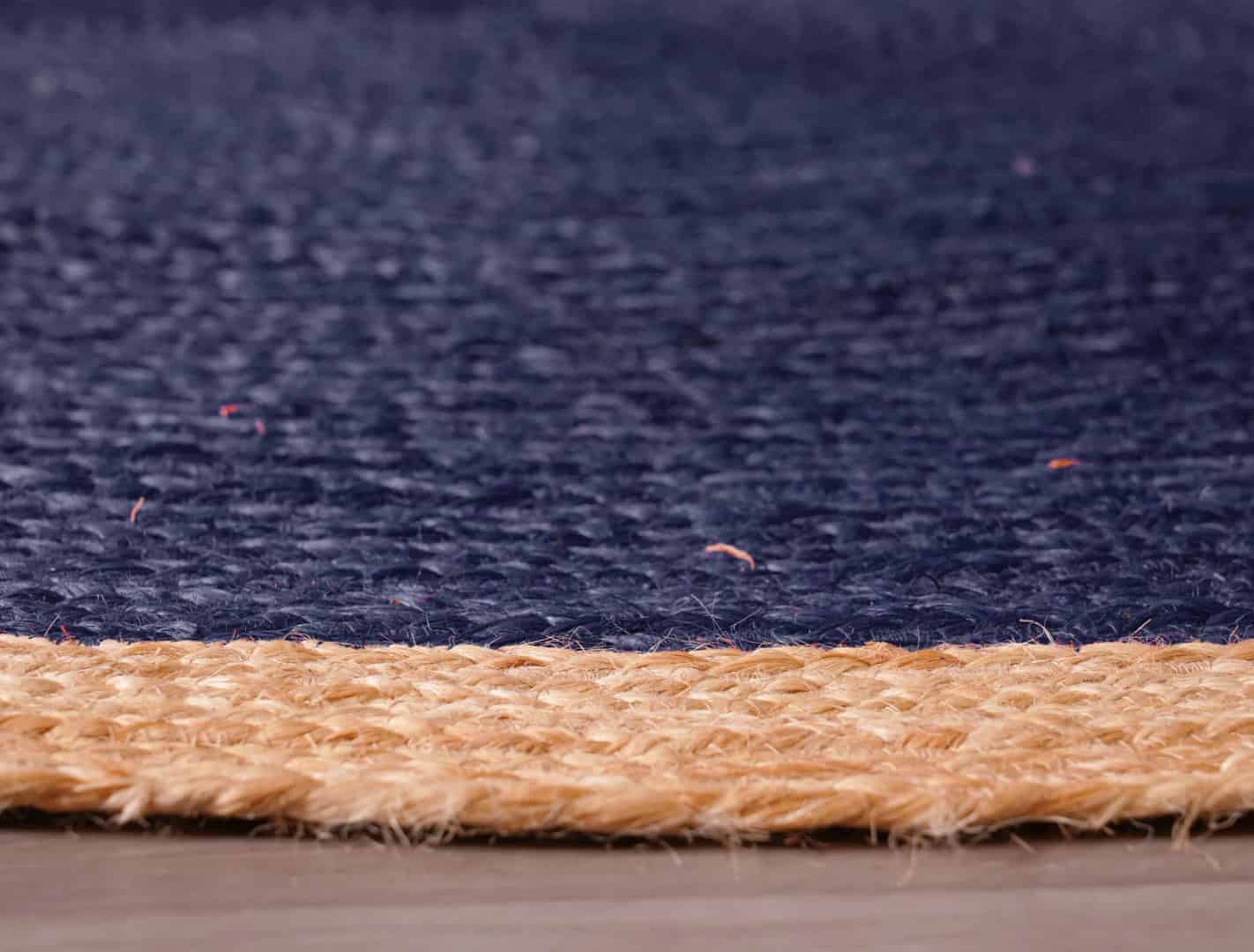 Decorative Handmade Bohemian Custom Color Jute Area Round Rug with Beige Border - Image 8