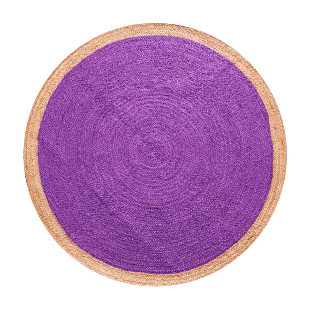 Decorative Handmade Bohemian Custom Color Jute Area Round Rug with Beige Border - Image 9