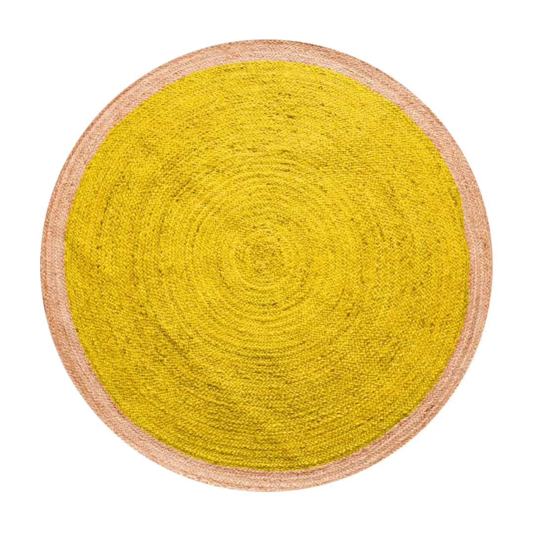 Decorative Handmade Bohemian Custom Color Jute Area Round Rug with Beige Border - Image 10