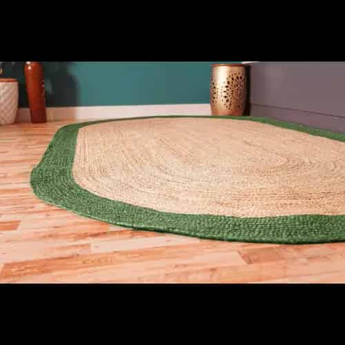 Natural Jute Hand Braided Large Area Oval Jute Rug with Customize Color Border - Image 3
