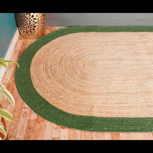 Natural Jute Hand Braided Large Area Oval Jute Rug with Customize Color Border - Image 4
