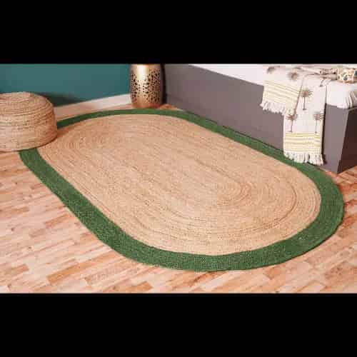 Natural Jute Hand Braided Large Area Oval Jute Rug with Customize Color Border - Image 5