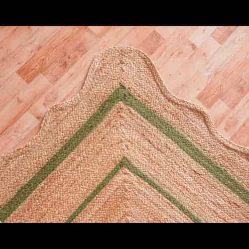 Wavy Edge Scalloped Hand Braided Natural Jute Rug with Customize Color Border - Image 8