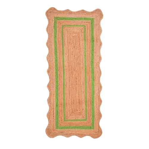 Wavy Edge Scalloped Hand Braided Natural Jute Rug with Customize Color Border - Image 2