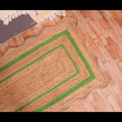 Wavy Edge Scalloped Hand Braided Natural Jute Rug with Customize Color Border - Image 4