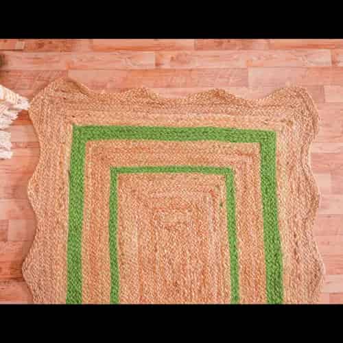 Wavy Edge Scalloped Hand Braided Natural Jute Rug with Customize Color Border - Image 5