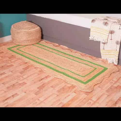 Wavy Edge Scalloped Hand Braided Natural Jute Rug with Customize Color Border - Image 6