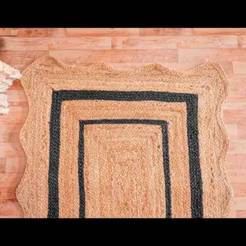 Boho Decor Customize Color Border Hand Braided Natural Scalloped Jute Runner Rug  - Image 3