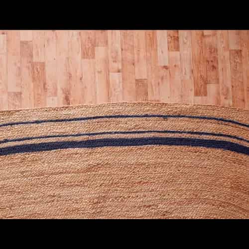 Hand Braided Oval Jute Rug Beige With Multicolor Boeder - Image 5