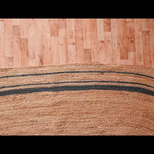 Hand Braided Oval Jute Rug Beige With Multicolor Boeder - Image 3