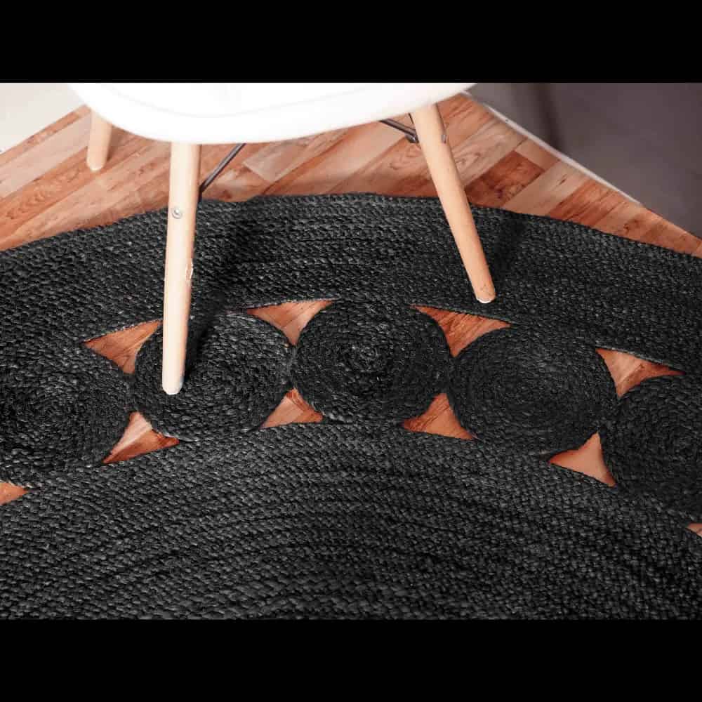 Home Decor Boho Handmade Jute Braided Scalloped Area Round Rug - Image 3