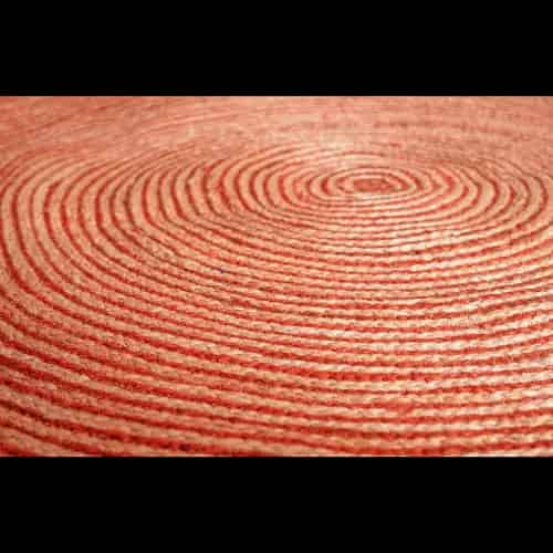 Beige with Red Color Hand Braided Jute Area Round Rug - Image 4