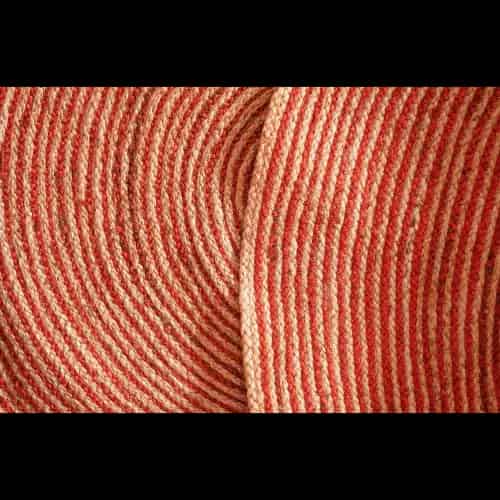 Beige with Red Color Hand Braided Jute Area Round Rug - Image 6